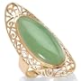Green Jade 10k Gold Scroll Ring