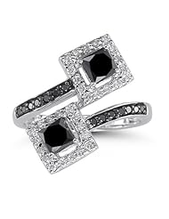 1.45 Cts Black & White Diamond Ring in 14K White Gold
