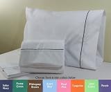 28x75 Sheet Set for Camper, RV, Motorhome or Travel Trailer White percale w/Mahogany Brown trim
