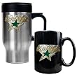 Dallas Stars Stainless Steel Travel Mug & Black Ceramic Mug Set - Primary Logo NHL Hockey