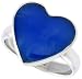 Sterling Silver Heart Ring w/ Blue Resin, 5/8 (15mm) wide