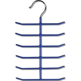 TIE RACK HANGER Metal Non Slip belt, jewellery, accessory coat clothes 'Grippy' blue coating - Quality