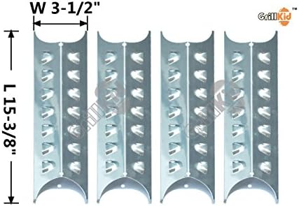 Grillkid HS514 Stainless Steel Heat Plate Replacement for Select Gas Grill Models by Brinkmann, Charmglow, Perfect Flame, Uniflame, Master Forge, etc, Compatible with Part # 95181, Set of 4
