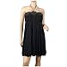 Sexy black o-ring accent empire waist plus size mini dress