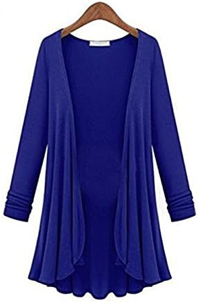 Stefaine.W Womens Plus Size Solid Essential Long Cascading Cardigan XXL Deep Blue