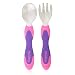 Nuby 2 Piece Stainless Steel Utensil, Pink/Purple