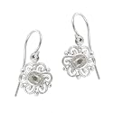 Sterling Silver April Birthstone Round Celtic w/ Diamond Accent Center Drop Earrings