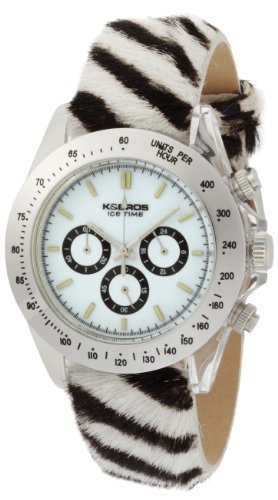 K&BROS Women's 9423-7 Ice-Time Chronograph Animal Print Watch