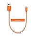 iSeeker Bundle of 3 Durable 1ft/30cm Nylon Braided Tangle-Free Micro USB Cable for Android, Samsung, HTC, Motorola, Nokia and More (1ft-Orange)