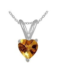 0.25Ct Heart Citrine Pendant in Sterling Silver Gold