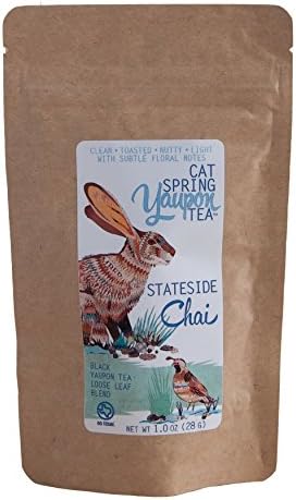 Cat Spring Tea - "Stateside Chai" Black Yaupon Tea Blend with Rooibos and Fresh Spices - Loose Leaf - Naturally Caffeinated -With Yaupon Tea Grown and Harvest in the USA {2 Oz.}