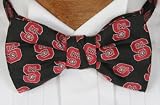 NC State Bow Tie - North Carolina State University Black Pre-Tied Bow Tie with NCS Logo