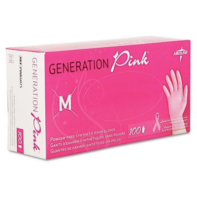 Vinyl Exam Gloves, Latex-free, Medium, 100/Box, Pink