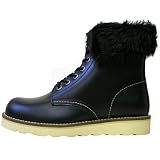 「[le coeur tendre.] ルクールタンドル ワークブーツ ファー付きRICARDO UNISEX（リカルドユニセックス） PLAIN ROUND TOE WORKBOOTS プレーントゥ（ラウンドトゥ） 男女兼用 (23-23.5cm, Black)」の画像