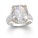 Sterling Silver Cushion Cut Cubic Zirconia Ring by Cheline