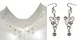 Earring and Necklace Set Silver RoseQuartz Jewelry (gnklcs111)