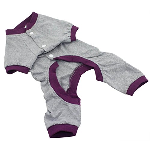 Binmer(TM)New Dog Pajamas Pet Clothes Clothing Puppy Coat Cat Jumpsuit Pet Supplies Products Sleepwear (Gray, S)