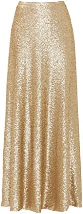 Uppretty Sequin Women Long Skirts Party Bridesmaid Formal Adult Skirt S Gold