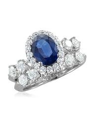 Natural Sapphire Diamond Engagement Wedding Ring Bridal Set Platinum Halo Ring... by My Love Wedding Ring