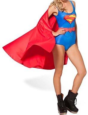 WQQ Women's Blue Polyester Printed Superman Sexy One-piece Swimwear