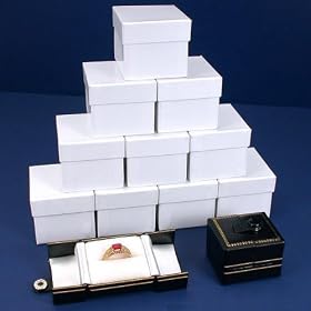 12 Black & White Leather Snap Closure Ring Boxes Displays