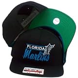 HAT CAP FLORIDA MARLINS SNAPBACK ORIGINAL AMERICAN NEEDLE FLAT BILL VINTAGE BLK