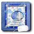 Beverly Turner Christmas Design - Blue Snow Tree Ornament Happy Holidays - Mouse Pads