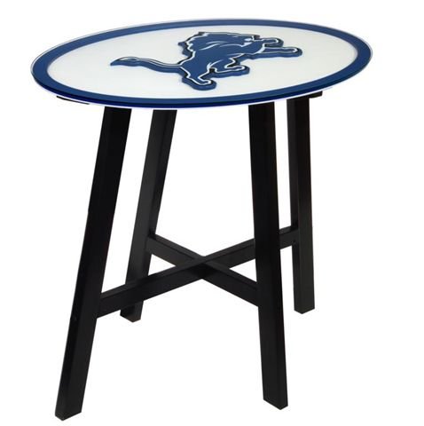Detroit Lions Wooden Pub Table With Glass Top