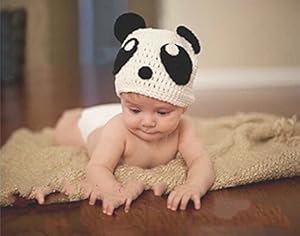 Jastore® Photography Prop Baby White Panda Costume Crochet Knitted Hat Diaper