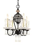 AF Lighting 7167-4H Anastasia Candle Base Mini Chandelier, Antique bronze with Glass Candle Covers and Glass Accents