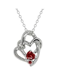 0.36 Ct Heart Shape Red Garnet and Cognac Red Diamond Sterling Silver Pendant
