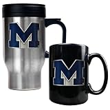 NCAA Michigan Wolverines Stainless Steel Travel Mug & Ceramic Mug Set