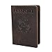RFID Blocking Passport Holder Travel Wallet - Genuine Crazy Horse Leather for Men(Coffee)