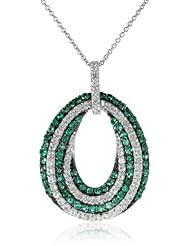 Sterling Silver Gemstone with Created White Sapphire Pendant Necklace, 18"