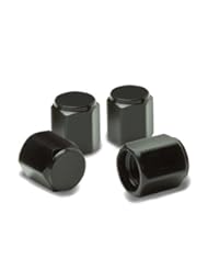 VCAP-RT-161-BK, Aluminum Black Anodized Hexagon Style OEM Replacement Tire Rim Valve Stem Caps Cover - Set of 4 pcs