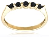  : 10k Yellow Gold 5-Stone Black Diamond Ring (1/4 cttw), Size 6