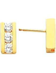 Pair of 14K Yellow Gold Diamond Earrings - 0.48 Ct. -- LIFETIME WARRANTY