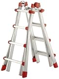 Hailo 7516-031 Alu-Multifunktions-Teleskopleiter MTL, 4x4 Sprossen - Verwendbar als Anlege- und Schiebeleiter, beidseitige Steh- und Treppenleiter