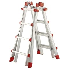 Hailo 7516-031 Alu-Multifunktions-Teleskopleiter MTL, 4x4 Sprossen - Verwendbar als Anlege- und Schiebeleiter, beidseitige Steh- und Treppenleiter