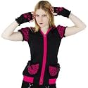 Poizen Industries Bye Bye Kitty Leopard Print Short Sleeve Hoodie (Black/Pink)