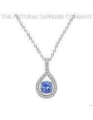 0.56ct. Natural Untreated Blue Sapphire Pendant with 24 Diamonds 0.19ct. total.