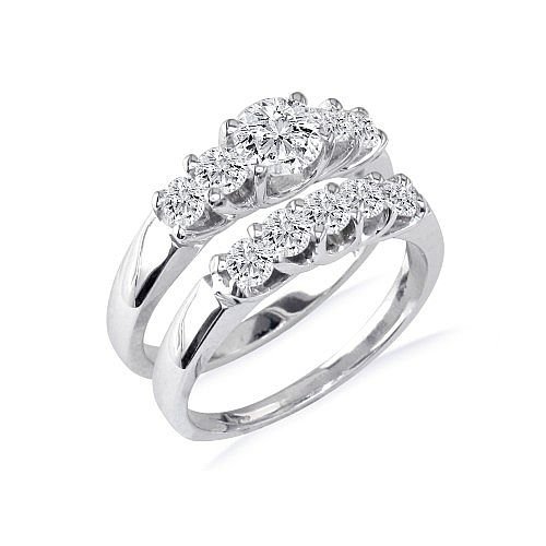 1/2ct Diamond Bridal Engagement Ring Set in 14k White Gold (SI2-I1 and I-J)