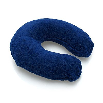 Lily's Home Vibrating Neck Massage Pillow. Battery Operated, Soft Fleece - Navy Blue