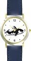 Killer Whale or Orca Animal - WATCHBUDDY&reg; DELUXE TWO-TONE THEME WATCH - Arabic Numbers - Blue Leather Strap-Size-Children's Size-Small ( Boy's Size & Girl's Size )