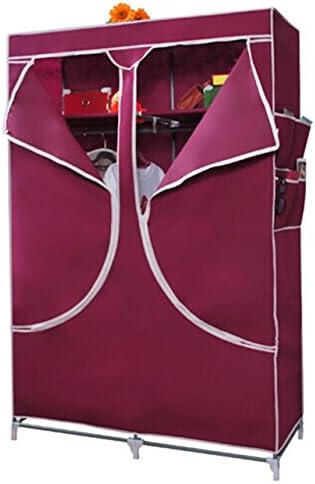 XSH DIY Simple Wardrobe, Wardrobe, Folding Wardrobe, Non-woven Cloth Wardrobe, Dustproof Wardrobe (Rose Red)