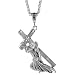 Sterling Silver Jesus Carrying the Cross Pendant, 2 5/8" (67 mm) tall