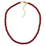 NECKLACE, BEAD CHAIN, CLARET, MATTE, 42CM