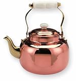 Old Dutch 3 Quart Solid Copper Teakettle With Ceramic Handle