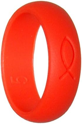 Women's Silicone Wedding Rings by Mada Rings - Female Bands for Athletic, Outdoor, or Busy Lifestyles - Hypoallergenic, Medical-Grade Silicone - Sleek, Stylish and Flexible (Red/Orange, 6 (16.5 mm))