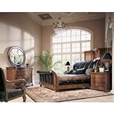 Bob Mackie Home Classics Queen Sleigh Bedroom Set with Crocodile Leather Pa ....